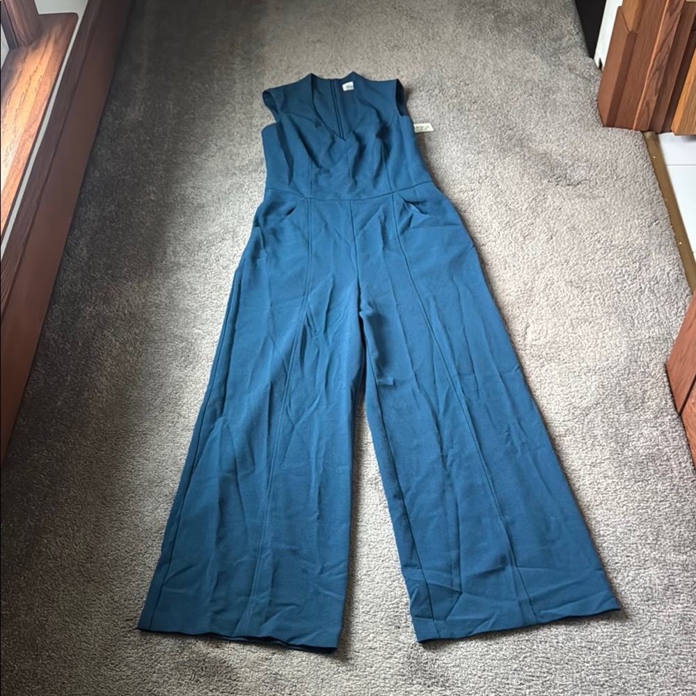 Eliza J Teal Wide Leg Jumpsuit Sleeveless V Neck Dressy Formal SIZE 10